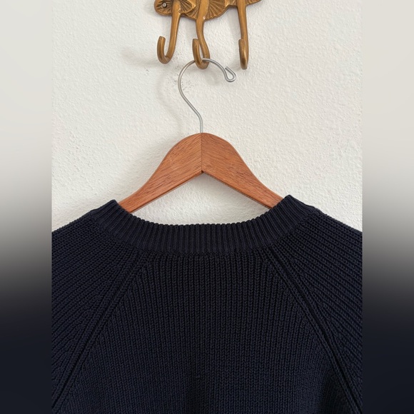 Sézane Knit Jumper with Gold Button Detail Navy Blue Sweater - Picture 8 of 11